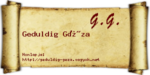 Geduldig Géza névjegykártya